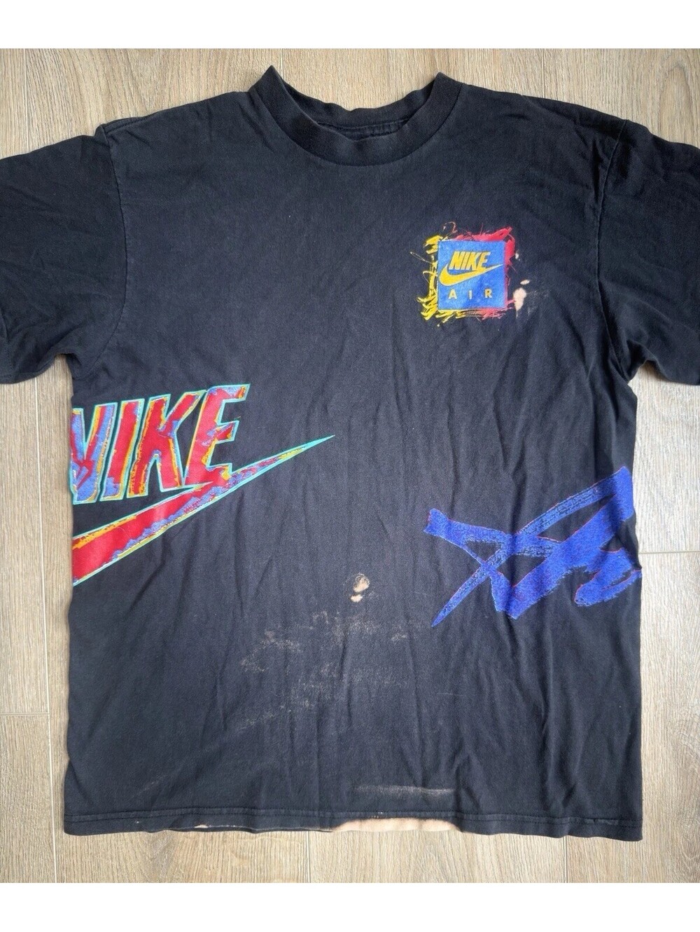 Vintage 1991 Nike Air T Shirt XL 18/20 Made USA Swoosh Graphic 90s Distressed